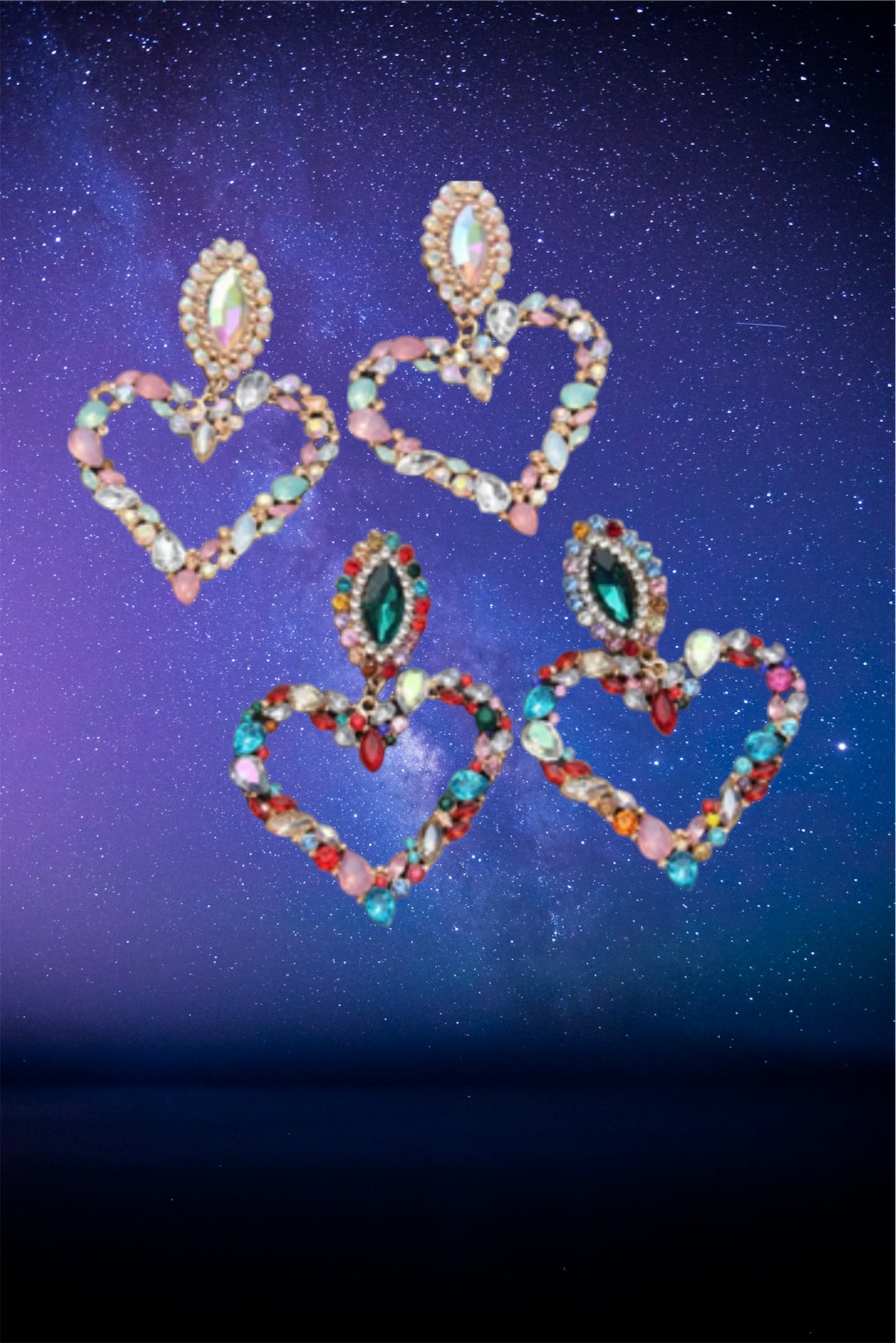 Rhinestone heart drop earrings