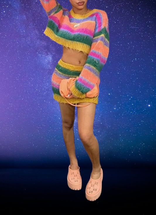 Colorful fuzzy 2 piece set