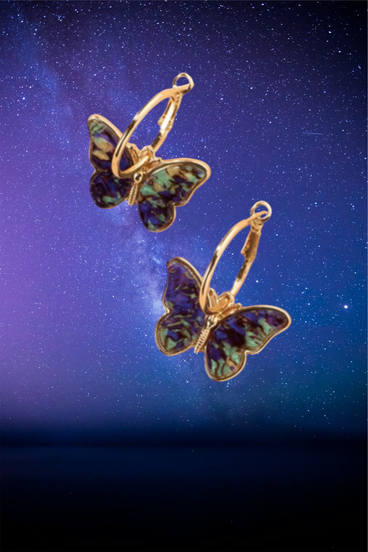 Butterfly hoop earrings
