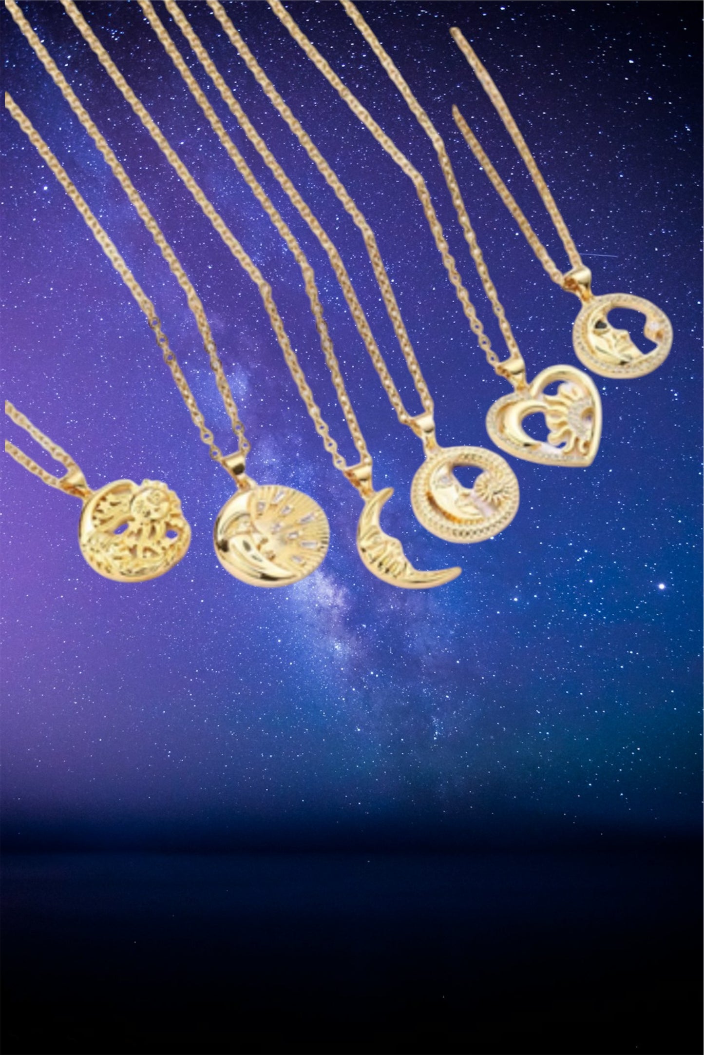 18 k gold plated moon necklaces