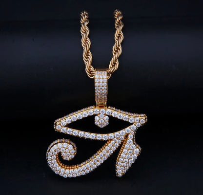 Mens bling hip hop evil eye necklace
