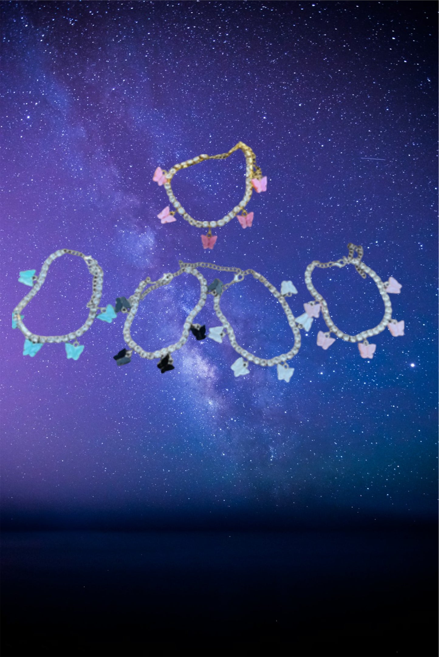 Acrylic Butterfly rhinestone anklets