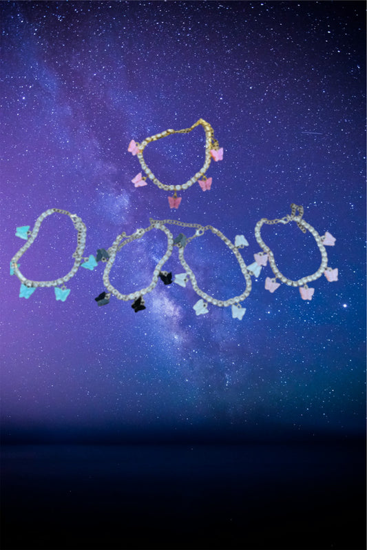 Acrylic Butterfly rhinestone anklets