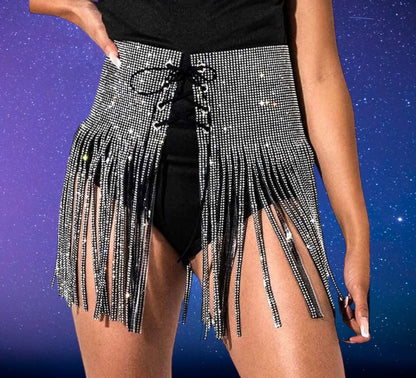 Rhinestone belt skirt