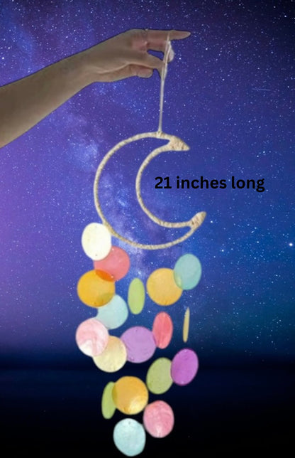 Multi color moon wind chime