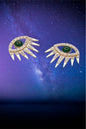 Green evil eye earrings