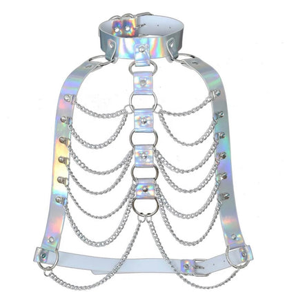 Holographic body harness with chains