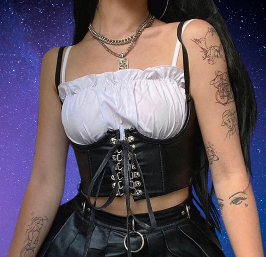 Black lace up corset