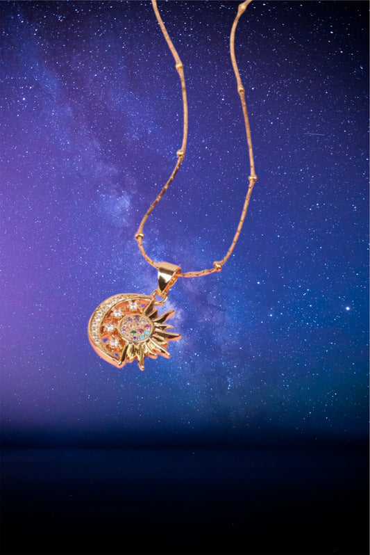 Multi colored star moon necklace