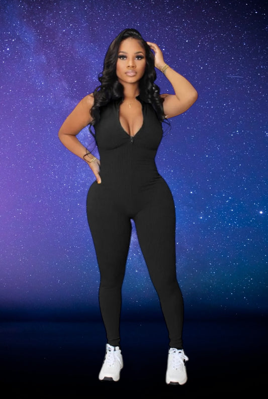 Sleeveless ribbed jumpsuit