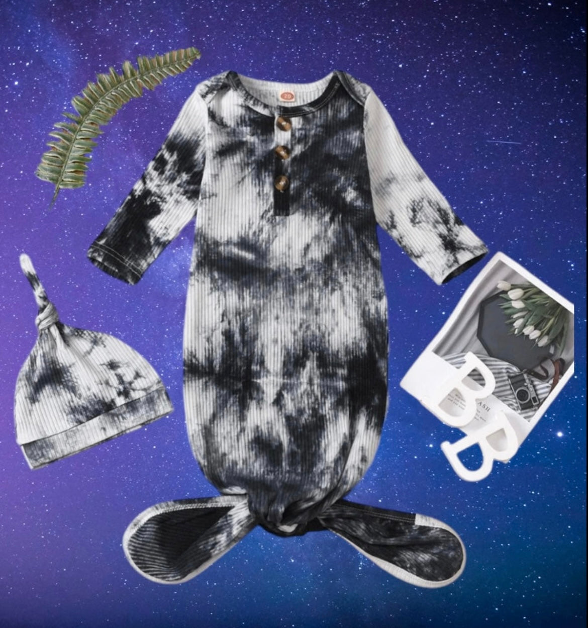 Baby tie-dye swaddle with hat