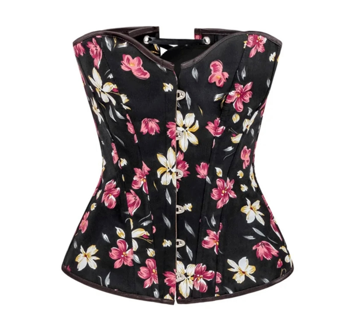 Black corset with flowers