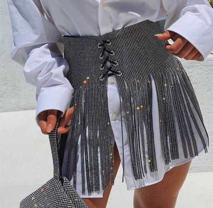 Rhinestone belt skirt