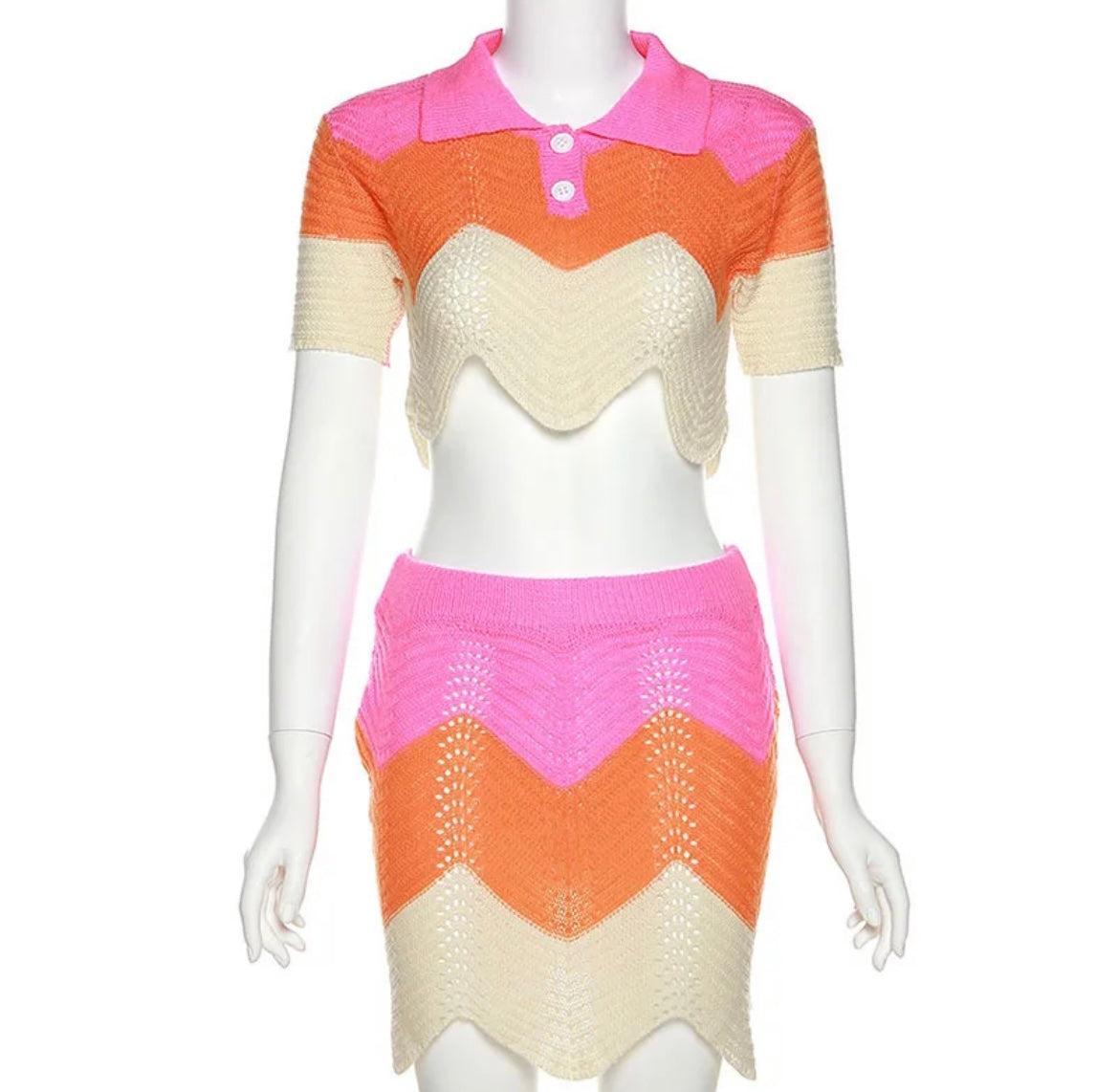 Crochet multi color 2 piece set