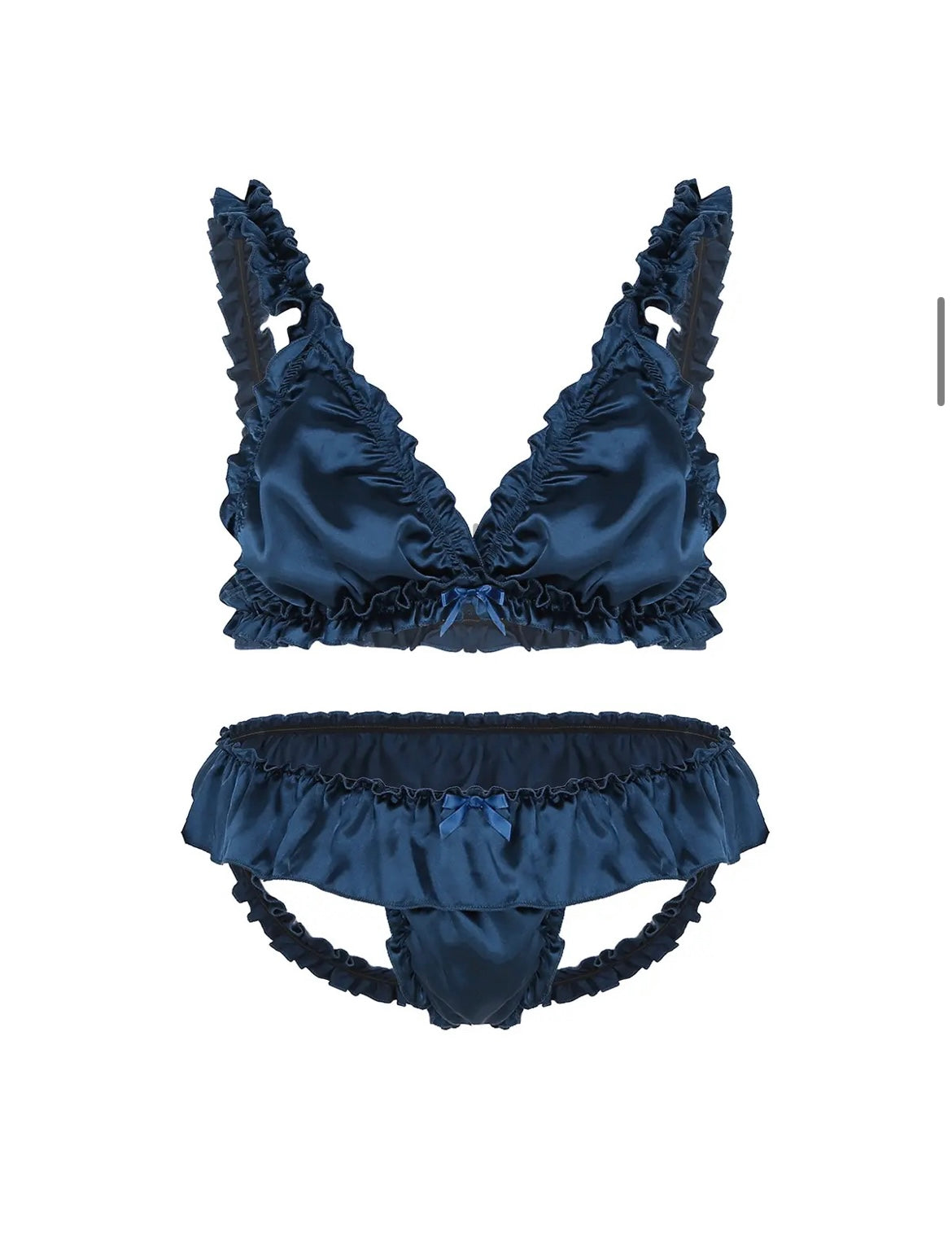 Transgender two piece ruffle stitch lingerie