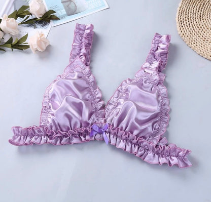 Transgender two piece ruffle stitch lingerie