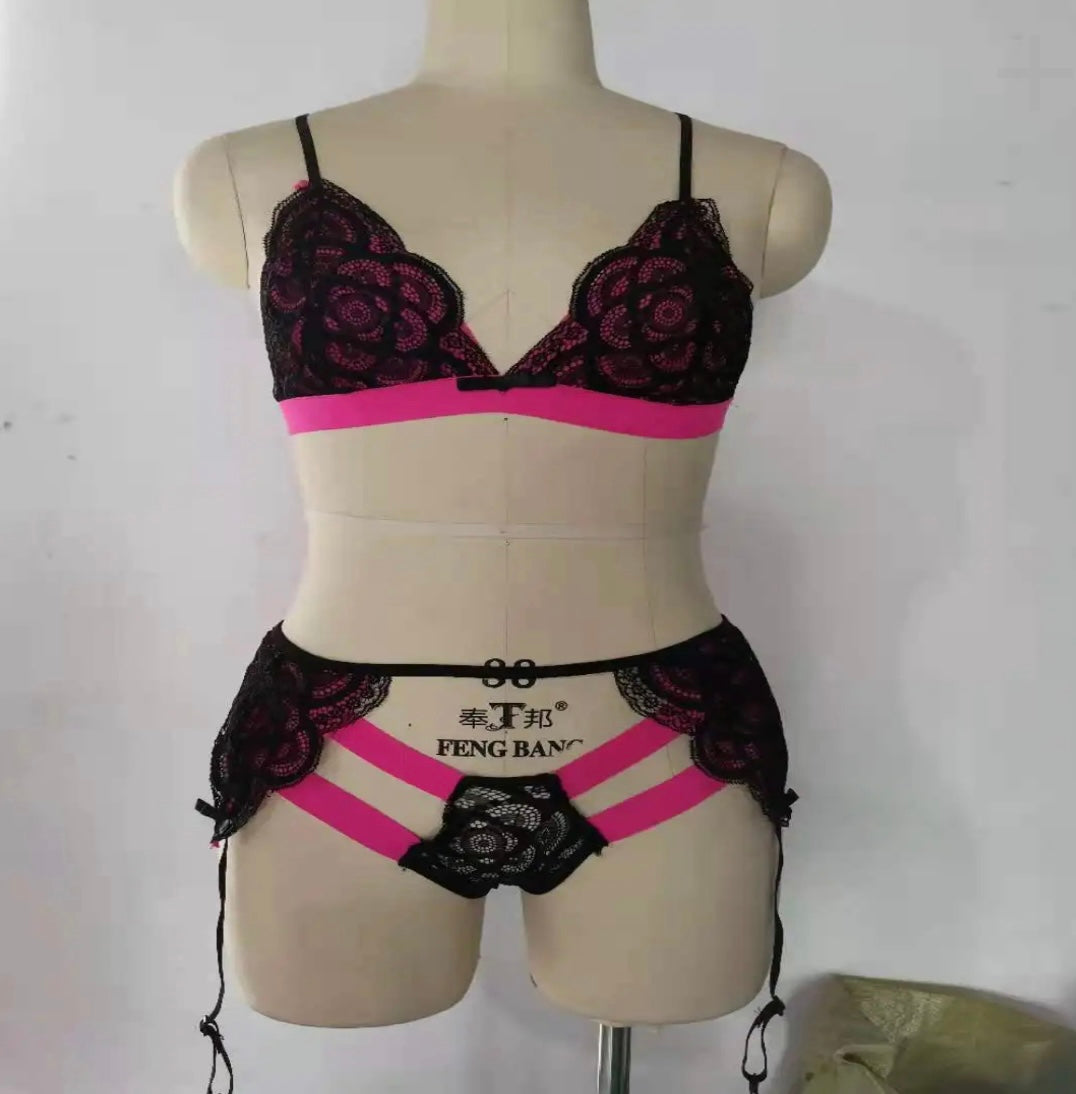 Hot pink 3 piece halter set -FINAL SALE-