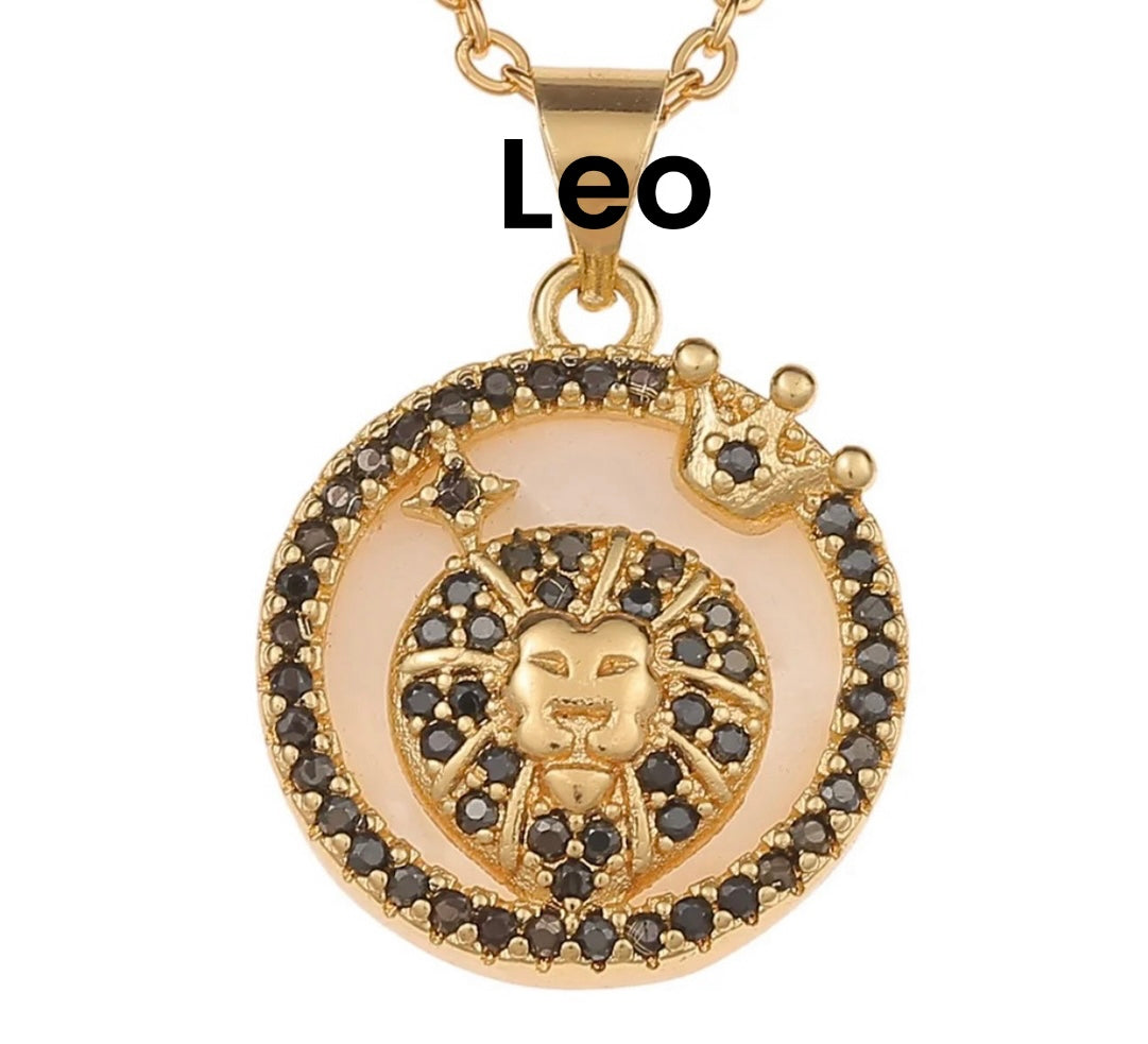 18k gold plated horoscope  rhinestone necklace