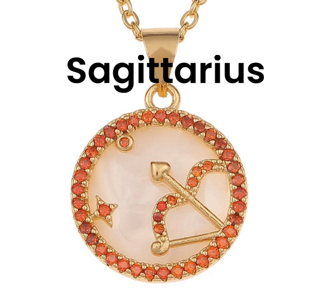 18k gold plated horoscope  rhinestone necklace