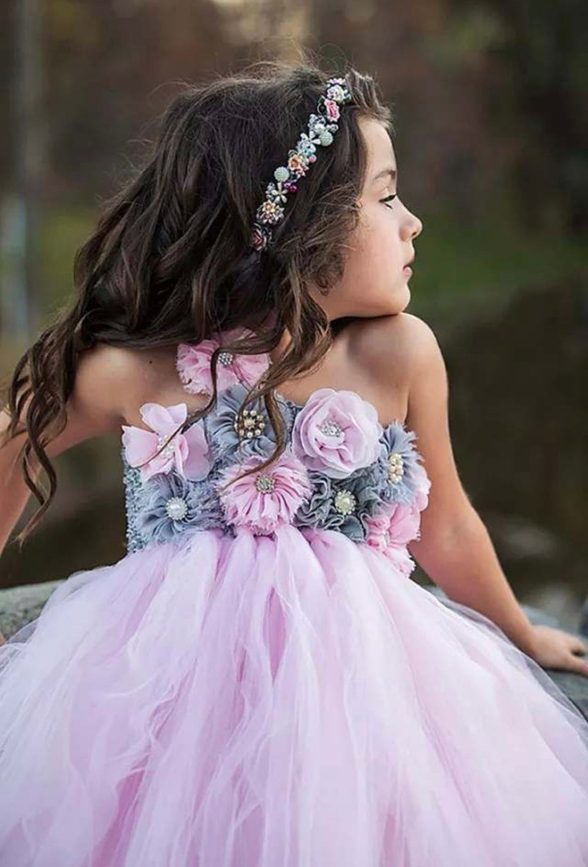 Girl flower tulle dress