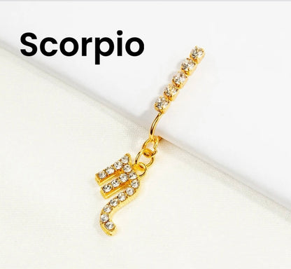 Horoscope rhinestone nose ring clips