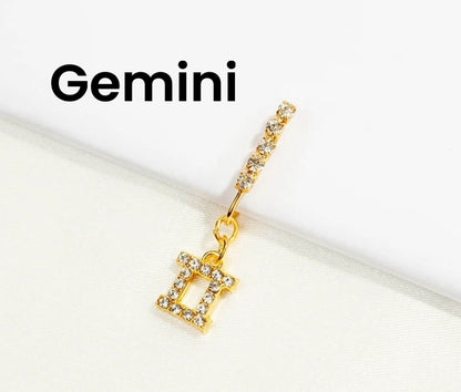 Horoscope rhinestone nose ring clips