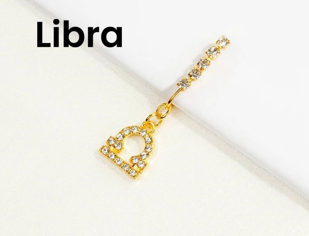 Horoscope rhinestone nose ring clips