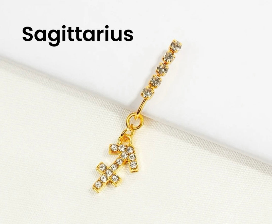 Horoscope rhinestone nose ring clips