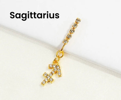 Horoscope rhinestone nose ring clips