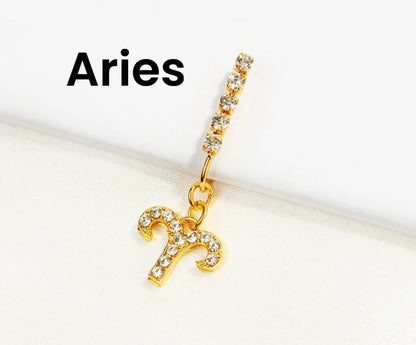 Horoscope rhinestone nose ring clips