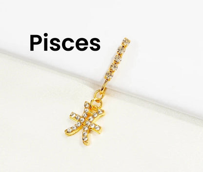 Horoscope rhinestone nose ring clips