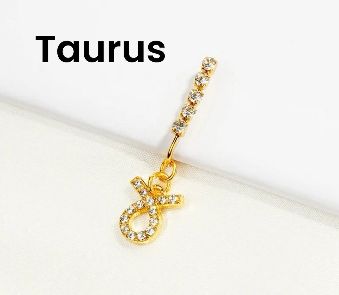 Horoscope rhinestone nose ring clips