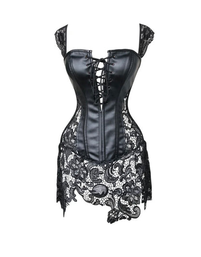 Faux leather and lace corset dress