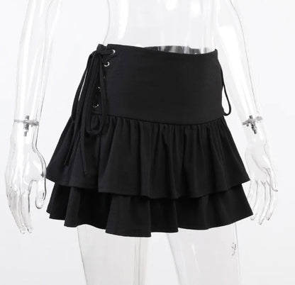 Goth black mini skirt