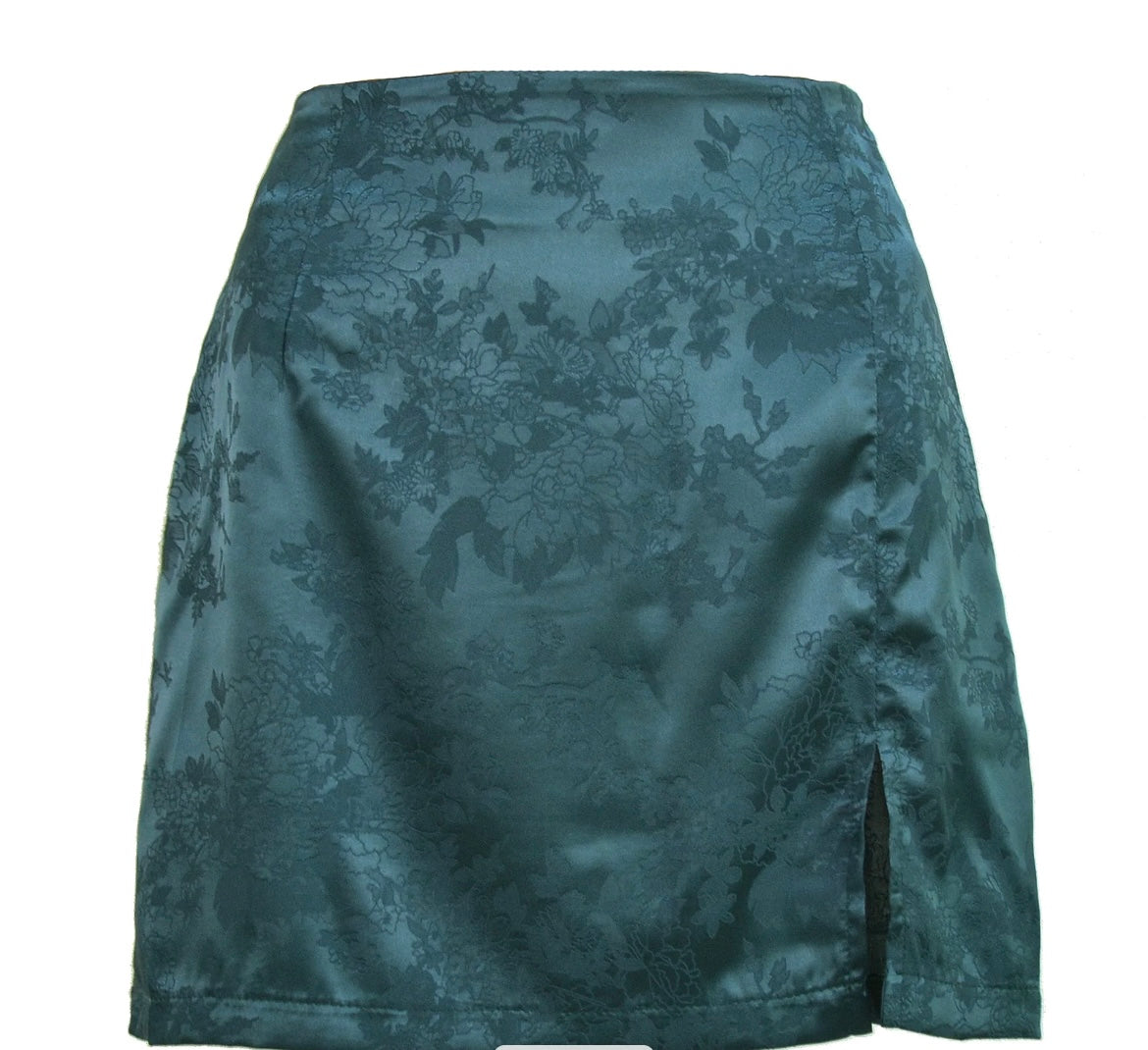 Jacquard Side Slit Zipper High Waist Mini Skirt