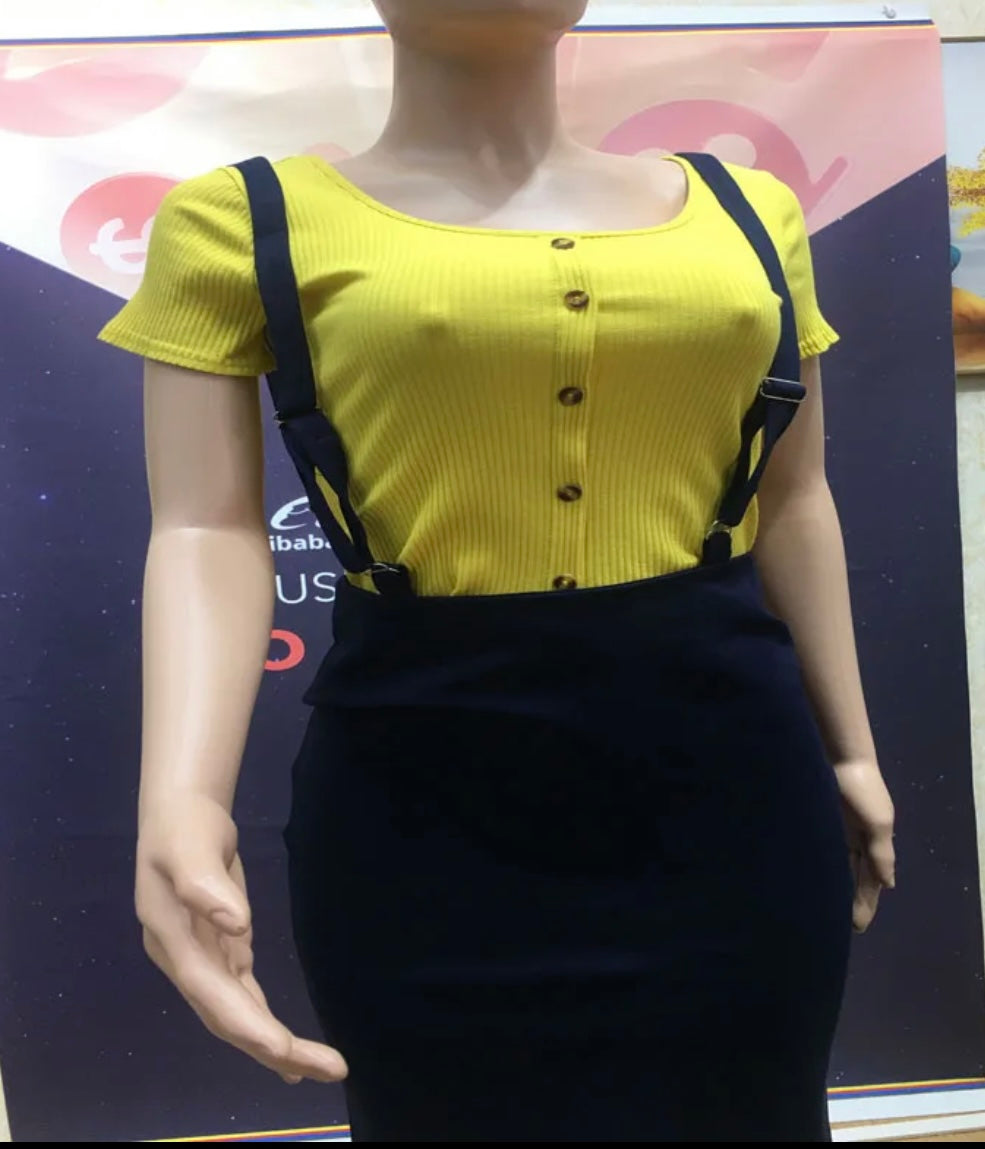 Pencil skirt with suspenders