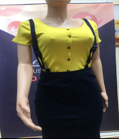 Pencil skirt with suspenders