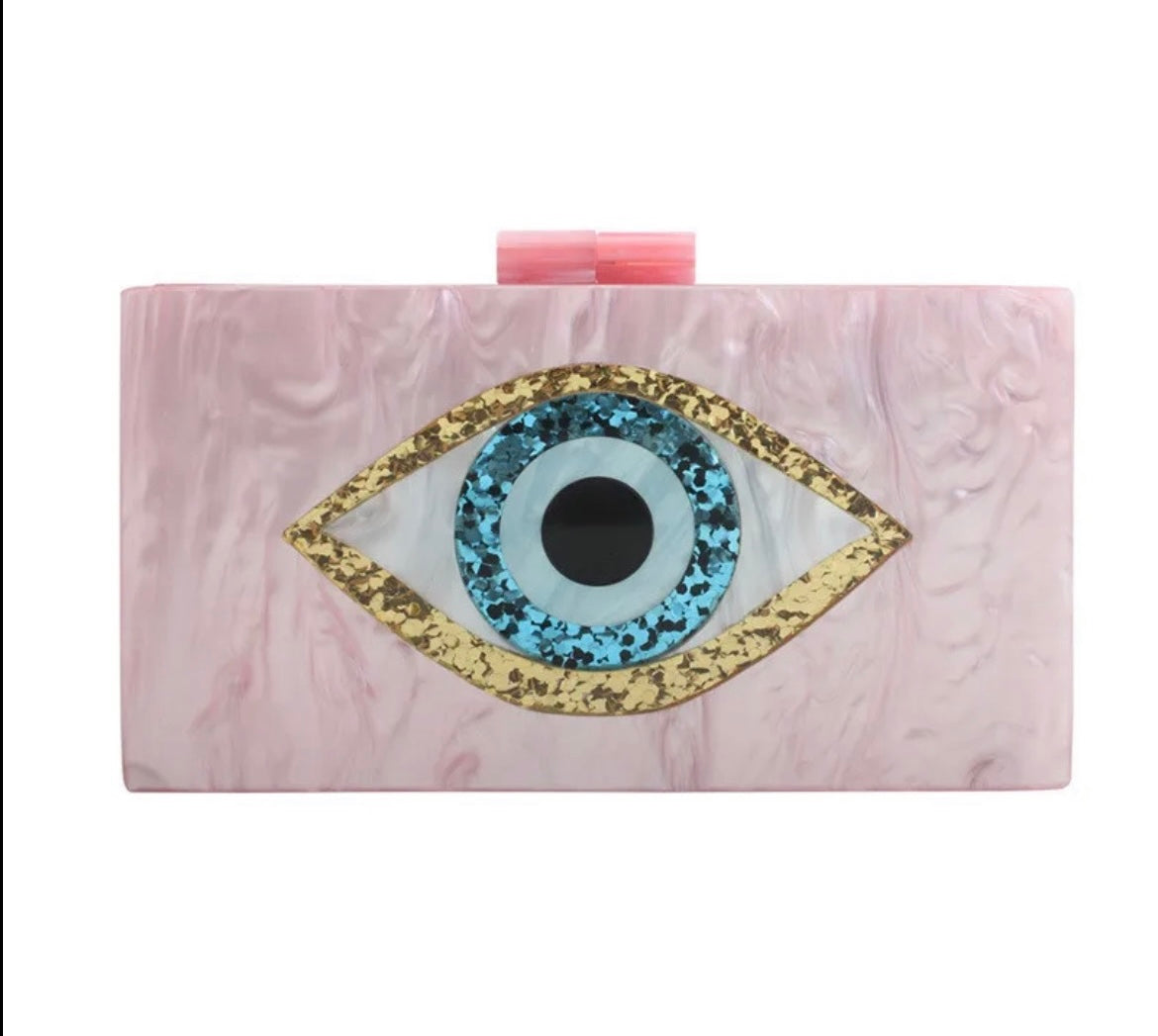 Evil eye acrylic purse