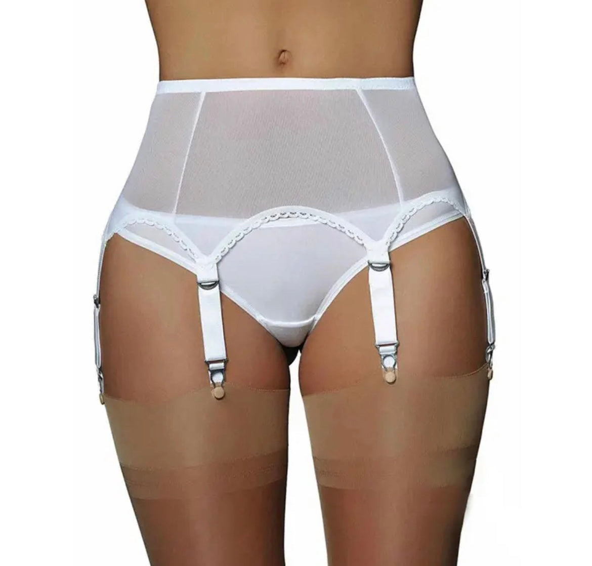 6 strap sexy mesh garter belt