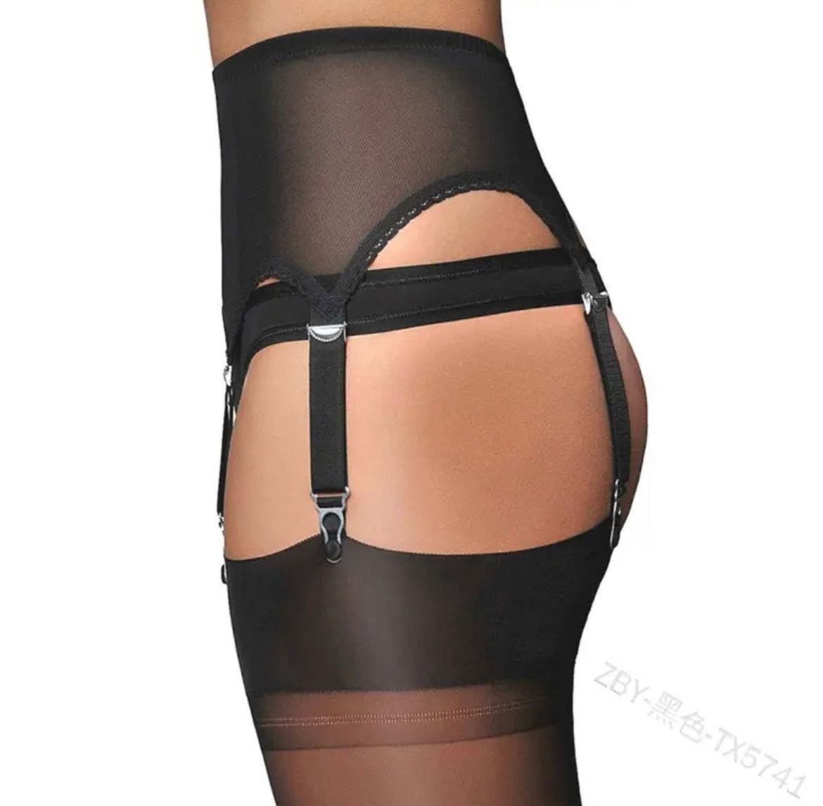 6 strap sexy mesh garter belt