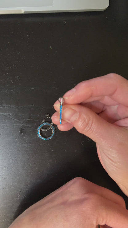 Two way wear blue rhinestone earrings