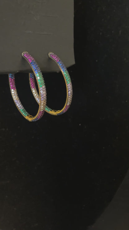 Colorful rhinestone hoop earrings