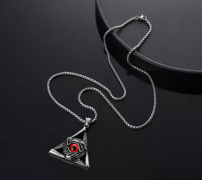 Unisex triangle eye necklace