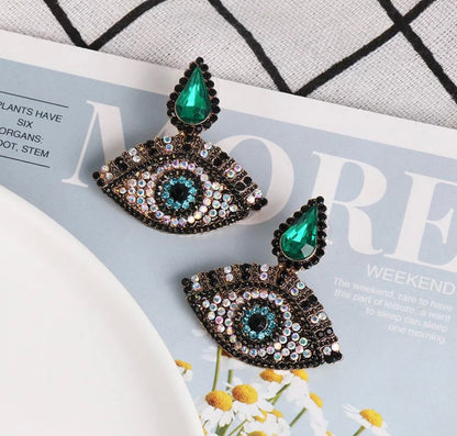 Evil eye gem earrings