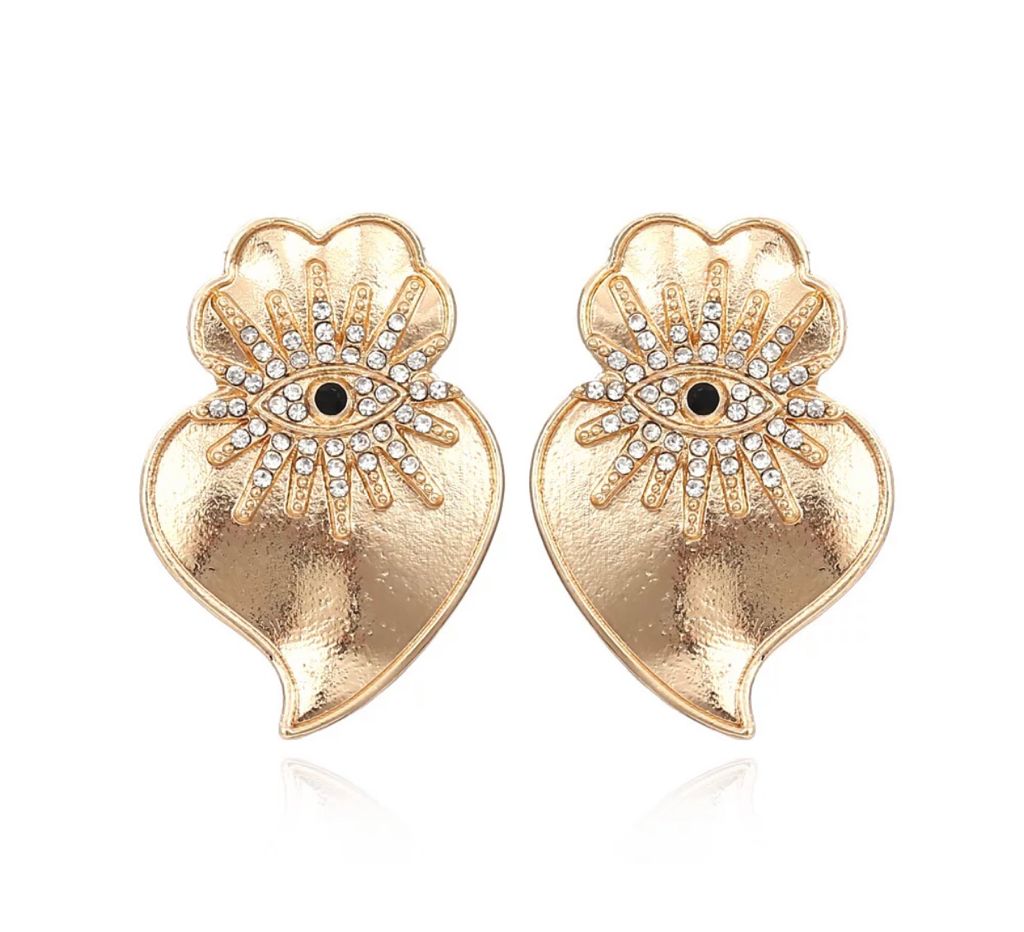 Golden evil eye earrings