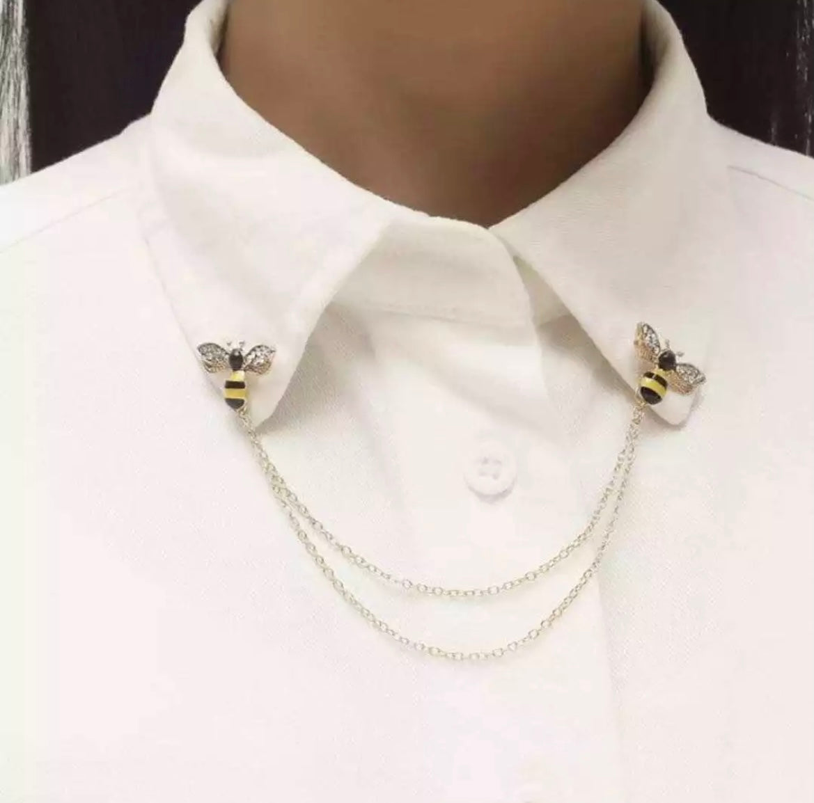 Rhinestone bee brooch