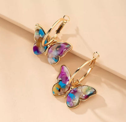 Butterfly hoop earrings
