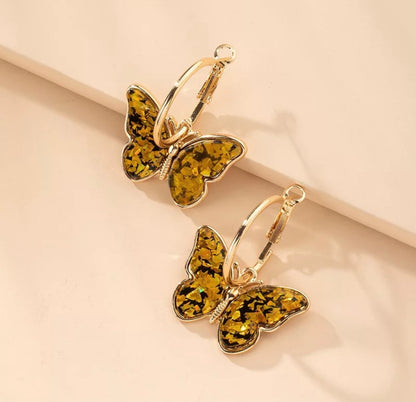 Butterfly hoop earrings