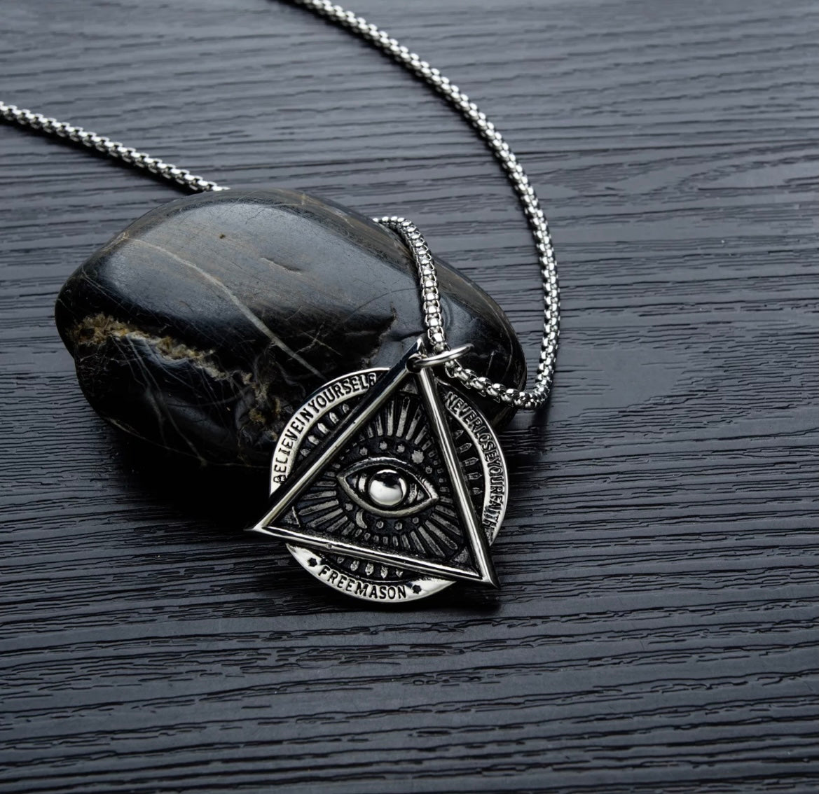 Unisex titanium steel evil eye necklace -FINAL SALE-