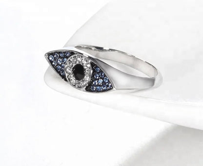 Evil eye rhinestone ring